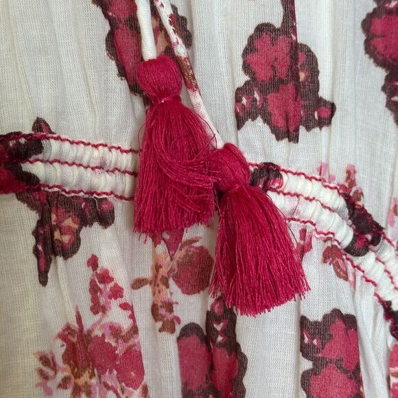 Free People Camella Pink Floral Blouson Sleeve Ruffled Mini Dress Women's S New - Picture 6 of 13